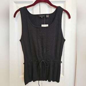 Jeanne Pierre Black Summer Top Size L